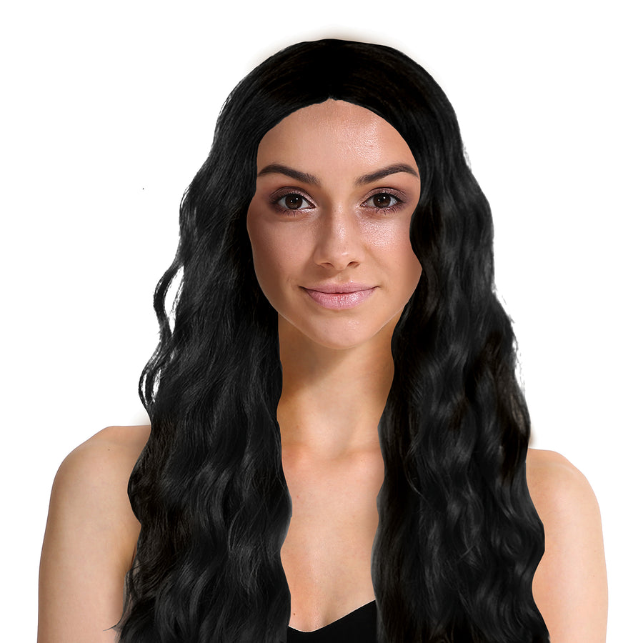 Long Wavy Middle Part Wig (Black)