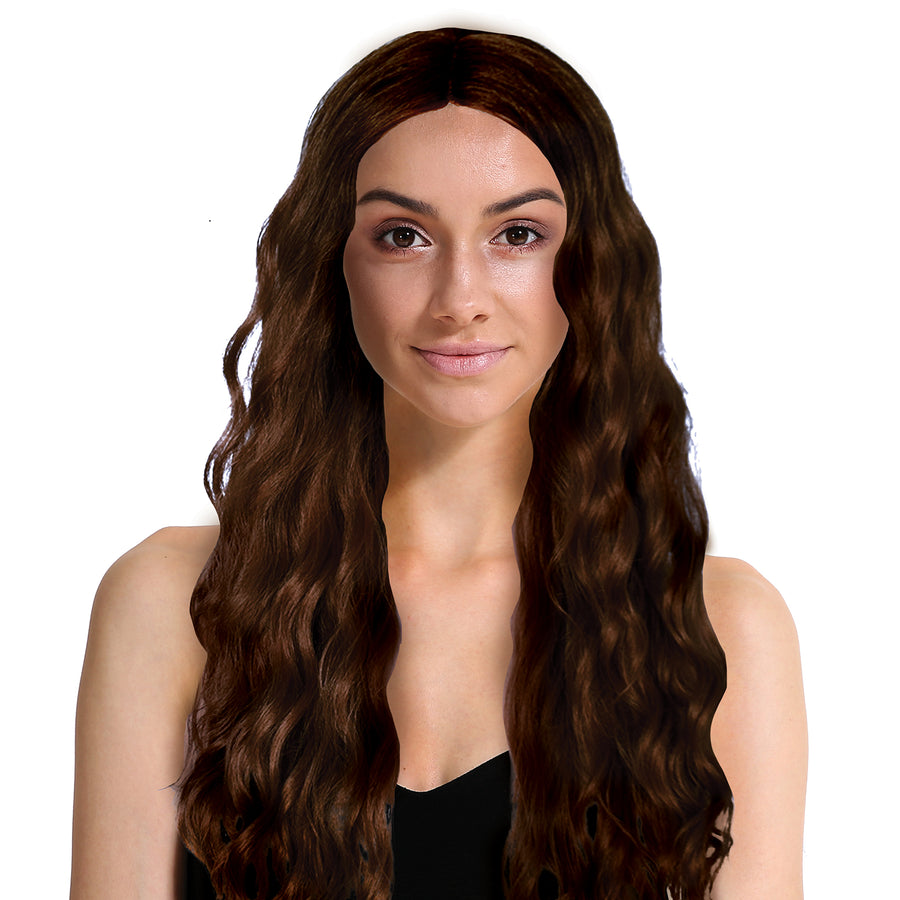 Long Wavy Middle Part Wig (Brown)