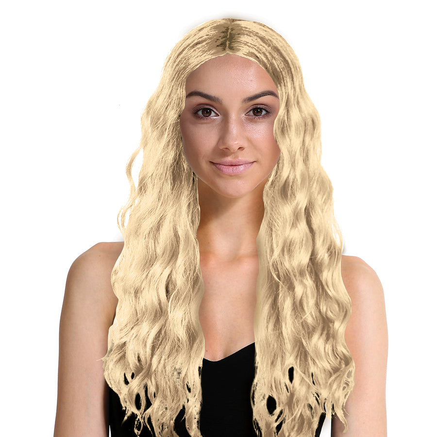 Long Wavy Middle Part Wig (Blonde)