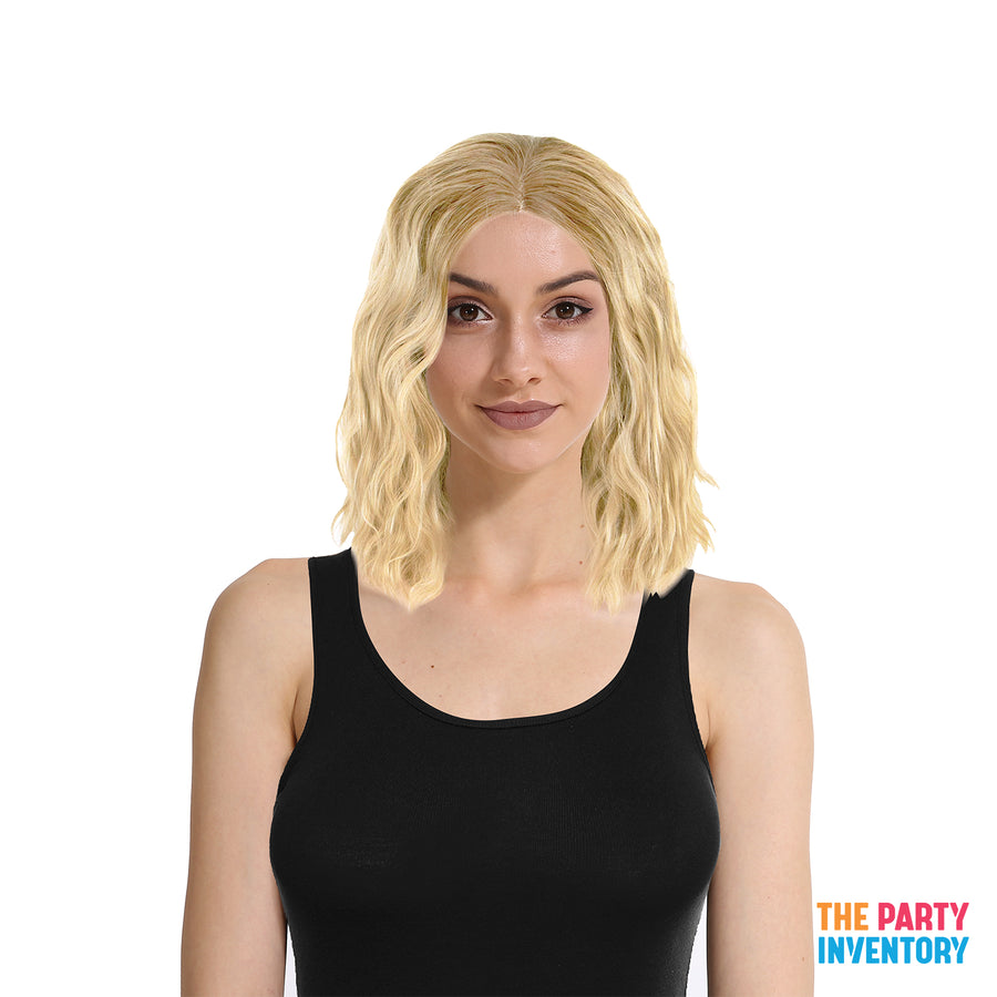 Lob Wavy Middle Part Wig (Blonde)