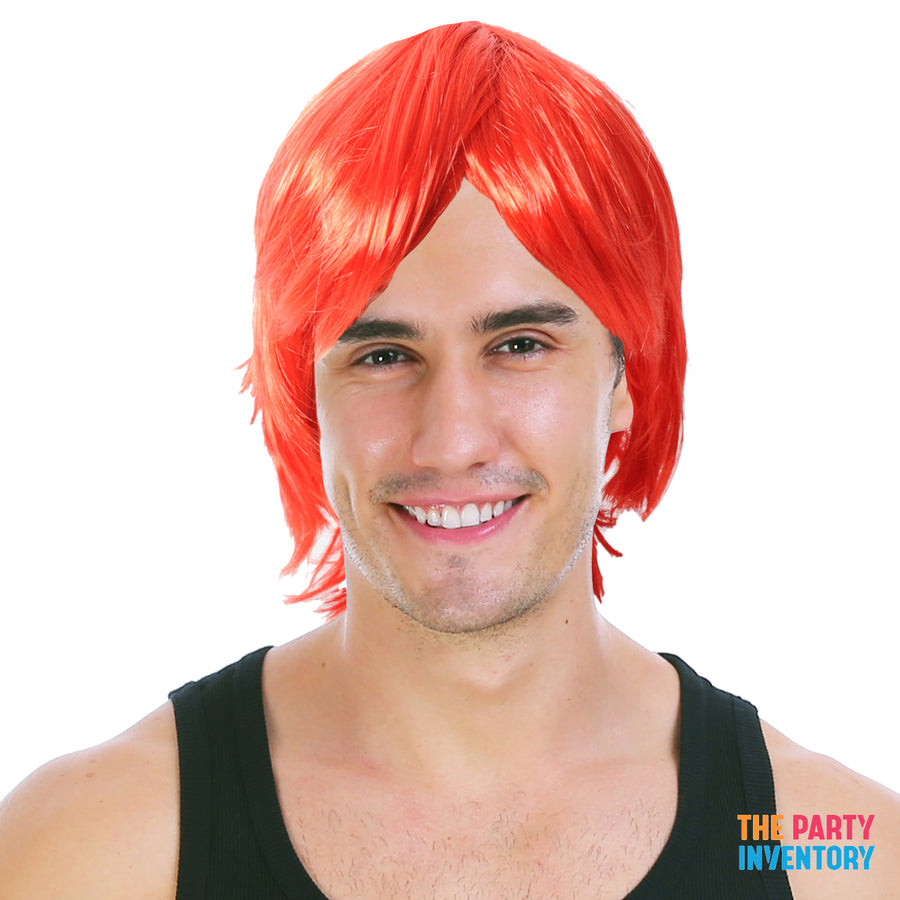 Mens Middle Part Wig (Red)