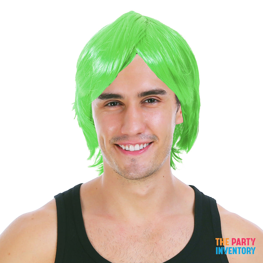 Mens Middle Part Wig (Green)