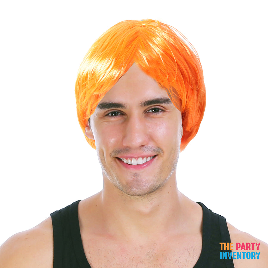 Mens Middle Part Wig (Orange)