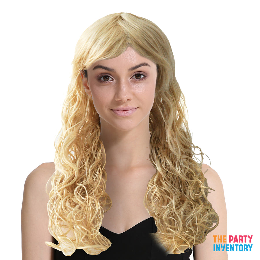 Wet Look Curly Wig (Blonde)