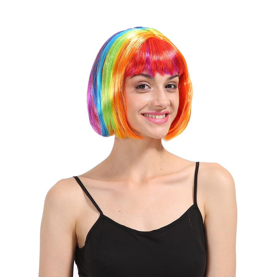 Rainbow Stripe Bob Wig