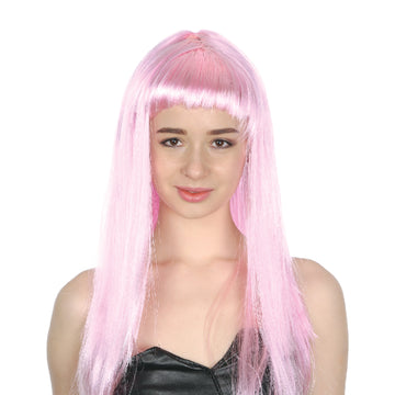 Light Pink Long Wig with fringe