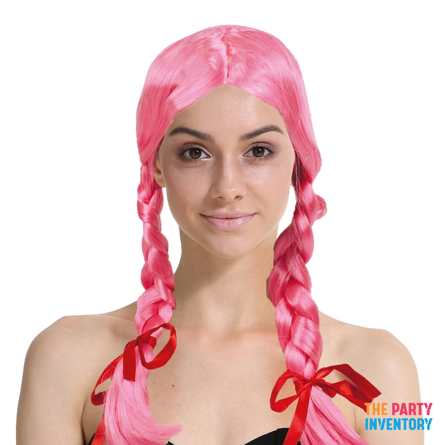 Pink Plaited Wig