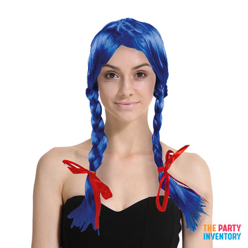 Blue Plaited Wig