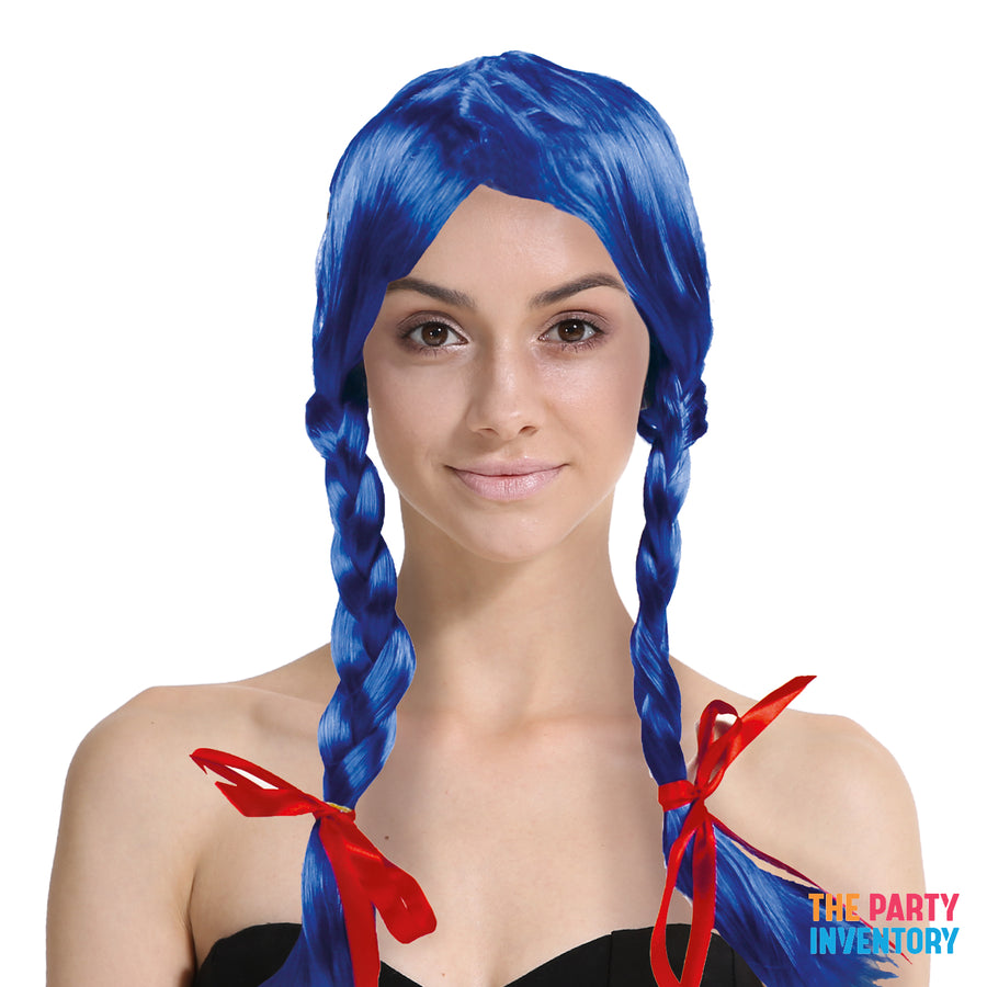 Blue Plaited Wig