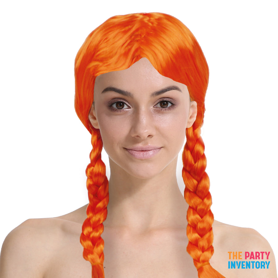 Orange Plaited Wig