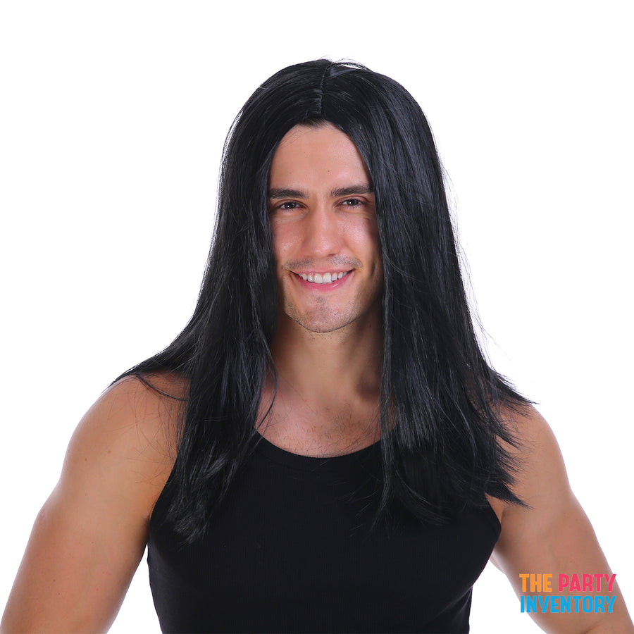 Mens Long Wig (Black)