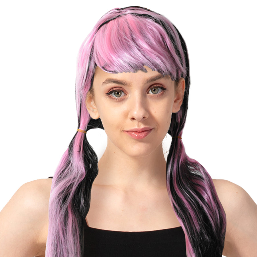 Black & Pink Pigtail Wig