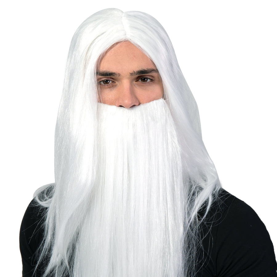 White Wizard Wig & Beard Set