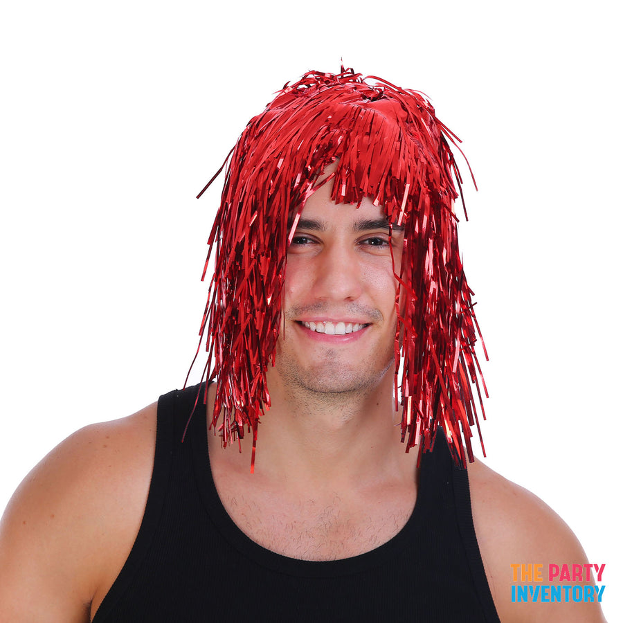 Red Tinsel Wig