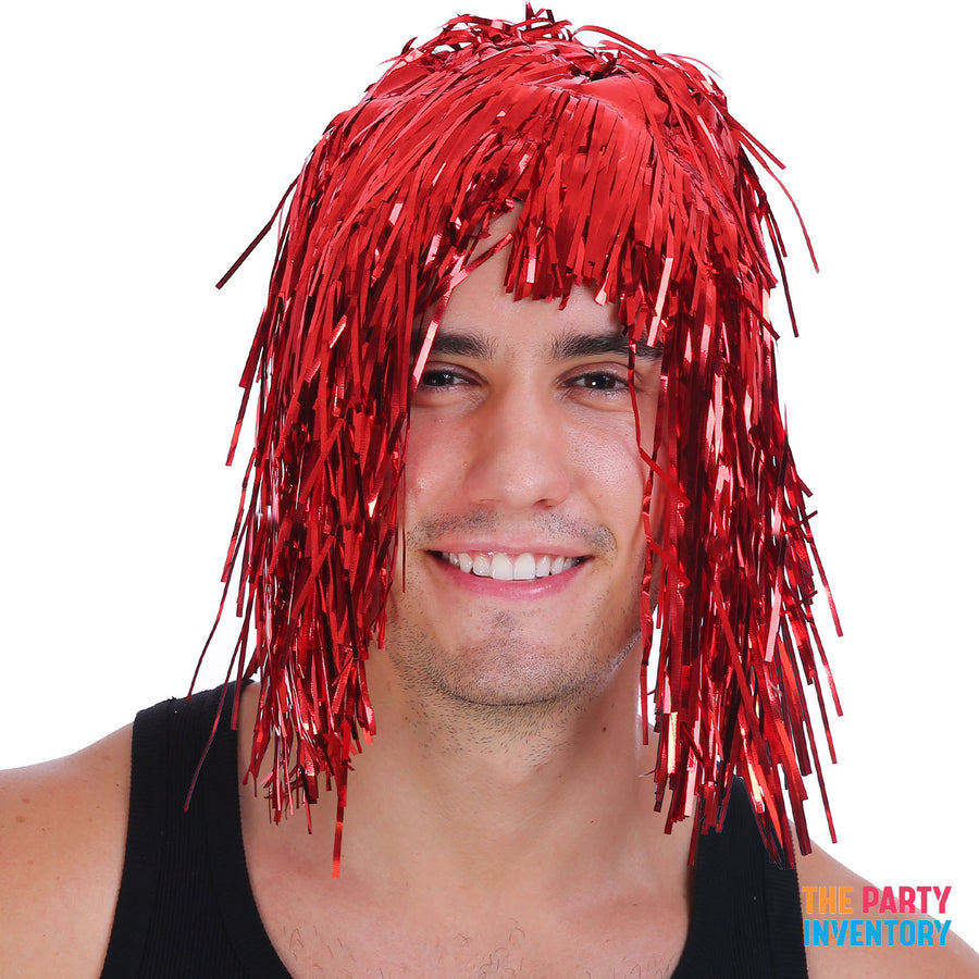 Red Tinsel Wig