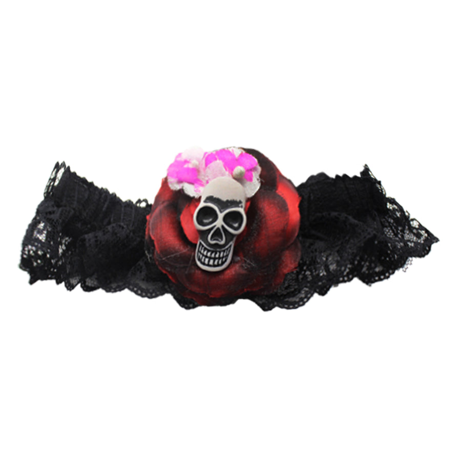 Day of the Dead Skull & Rose Leg Garter