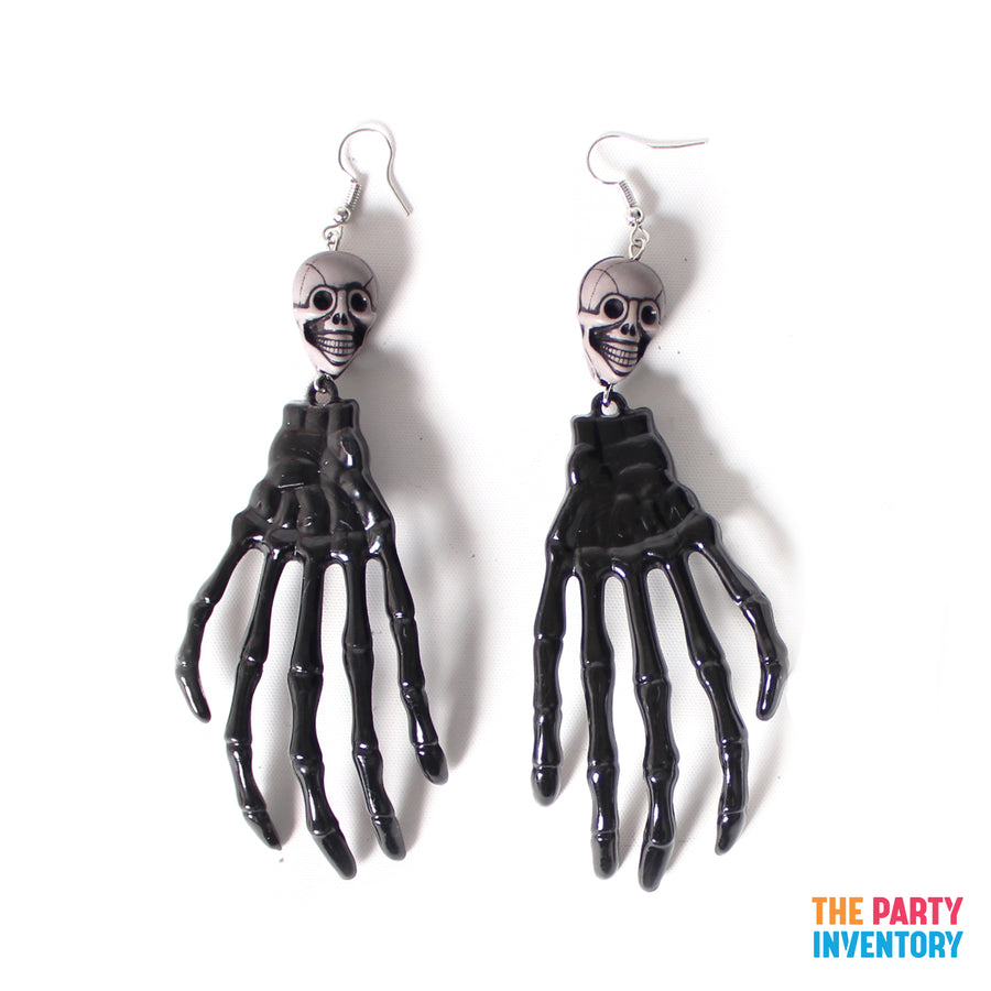 Black Skeleton Hand Earrings