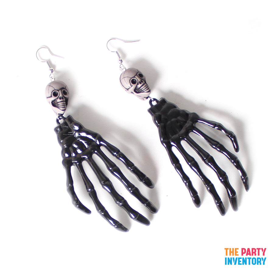 Black Skeleton Hand Earrings