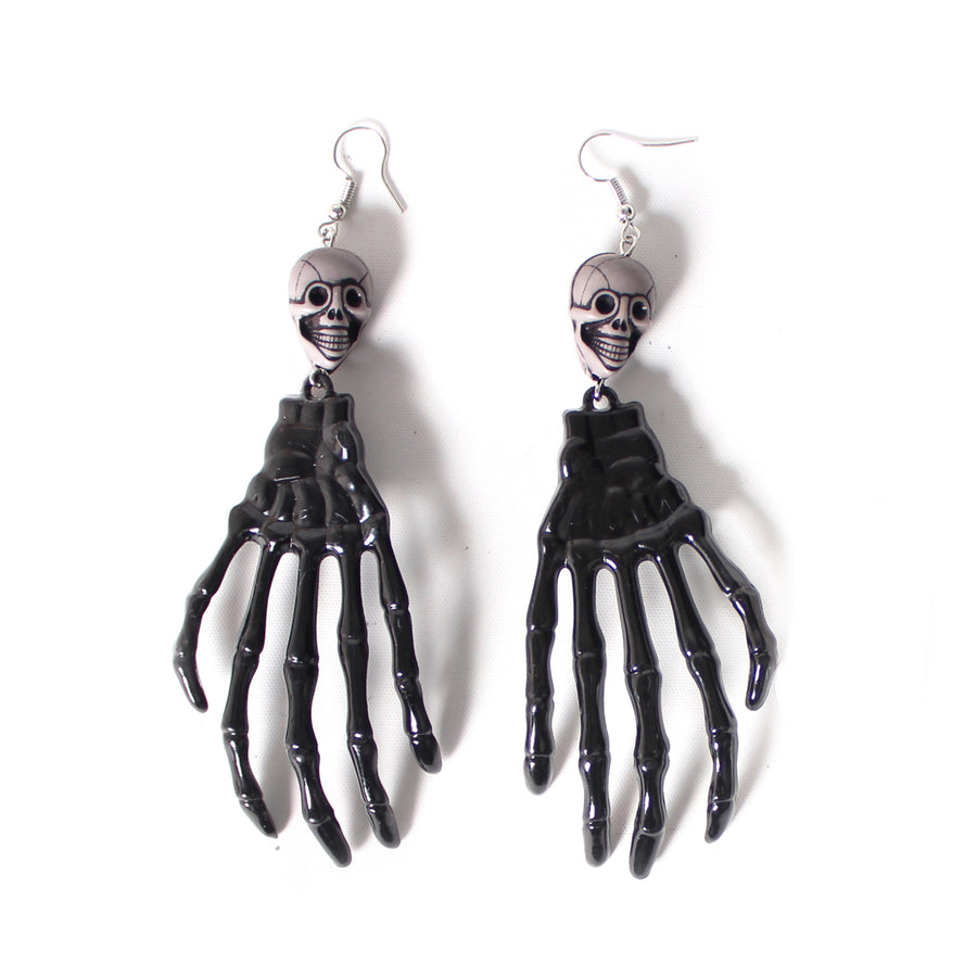 Black Skeleton Hand Earrings