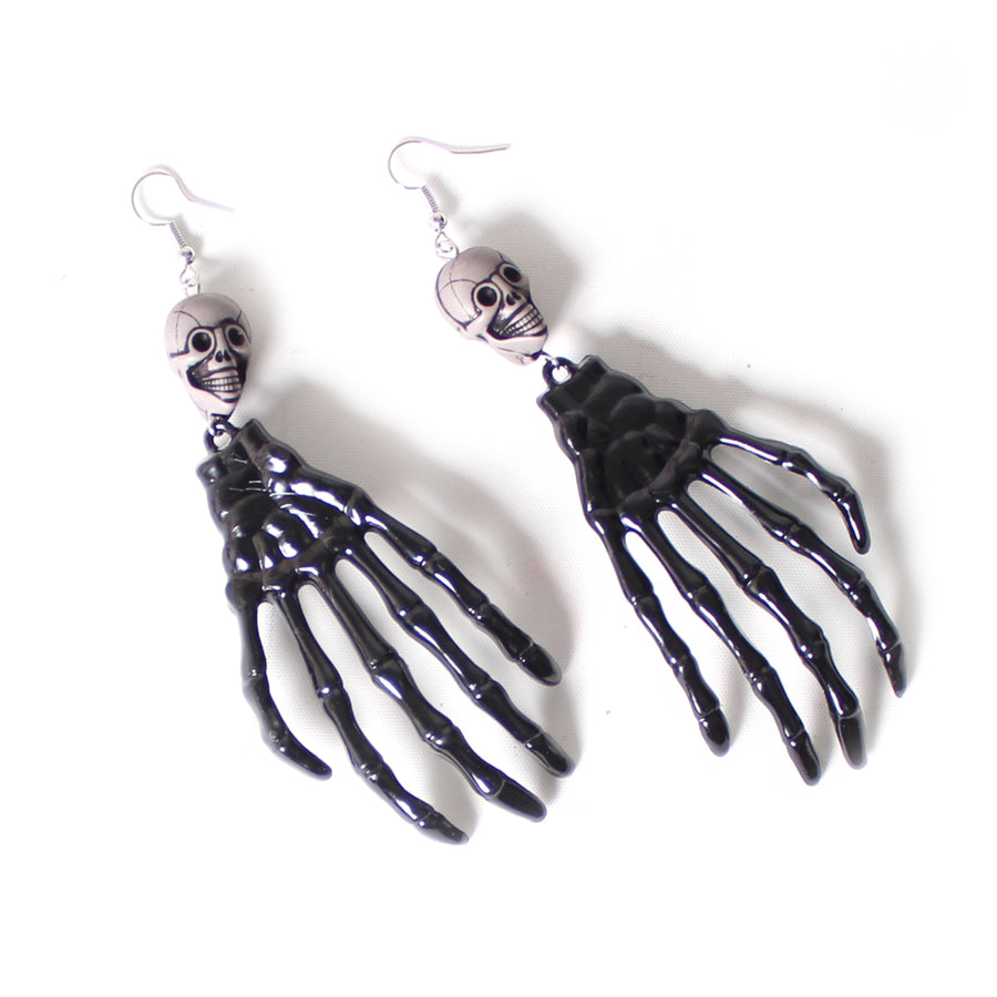 Black Skeleton Hand Earrings