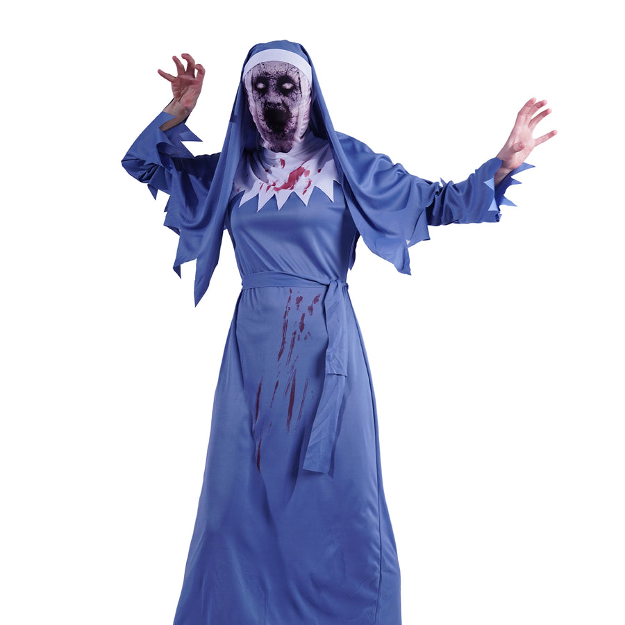 Adult Scary Blue Nun Costume