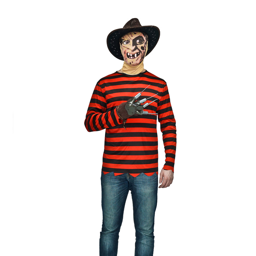 Adult Red Black Stripe Killer Man Costume