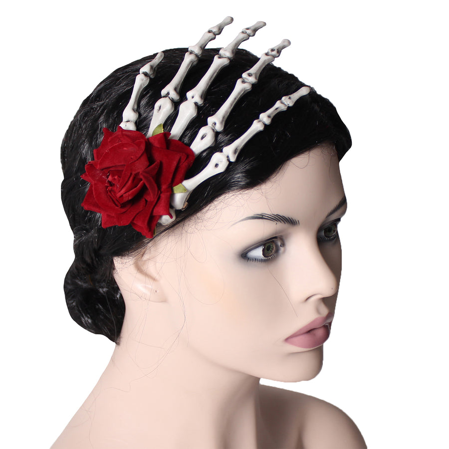 Day of the Dead Skeleton Hand Hairpiece