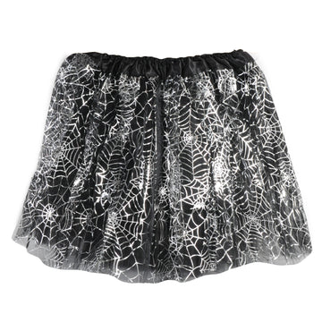 Child Halloween Spiderweb Tutu (Black/Silver)