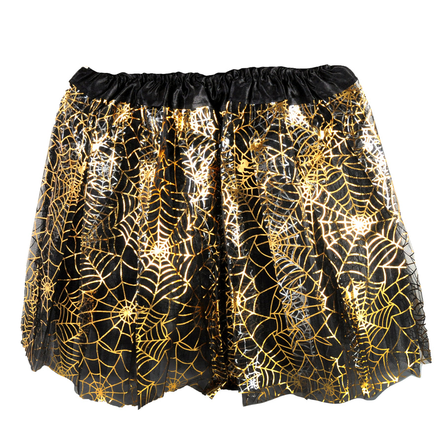 Child Halloween Spiderweb Tutu (Black/Gold)