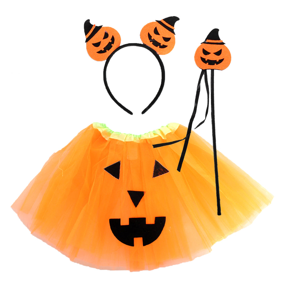 Kids Pumpkin 3Pcs Tutu Accessory Set