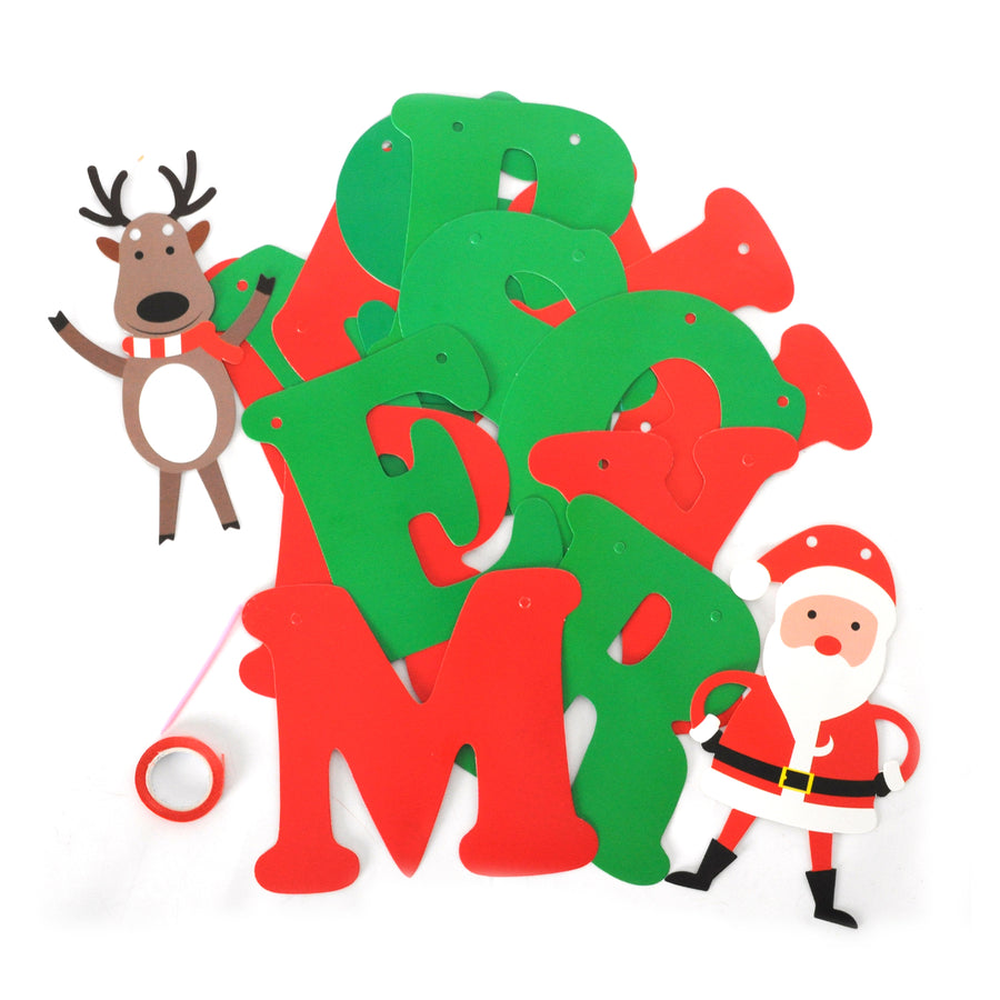 Merry Christmas Banner (Santa Reindeer)