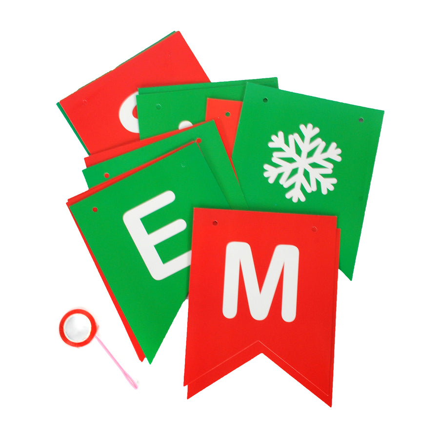 Merry Christmas Banner (Plain Bunting Flags)