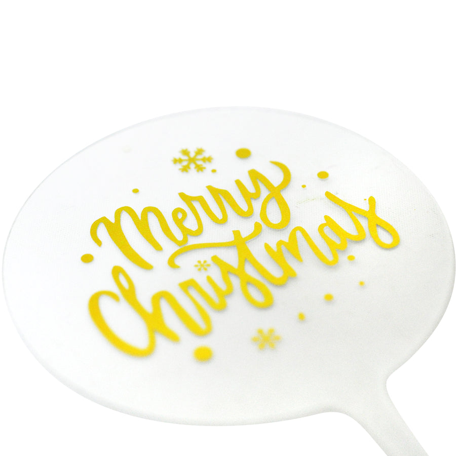 Merry Christmas Cake Topper (Transparent with Gold Text)