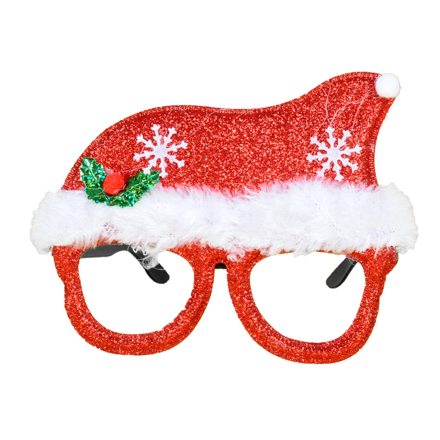 Sparkly Red Santa Christmas Party Glasses