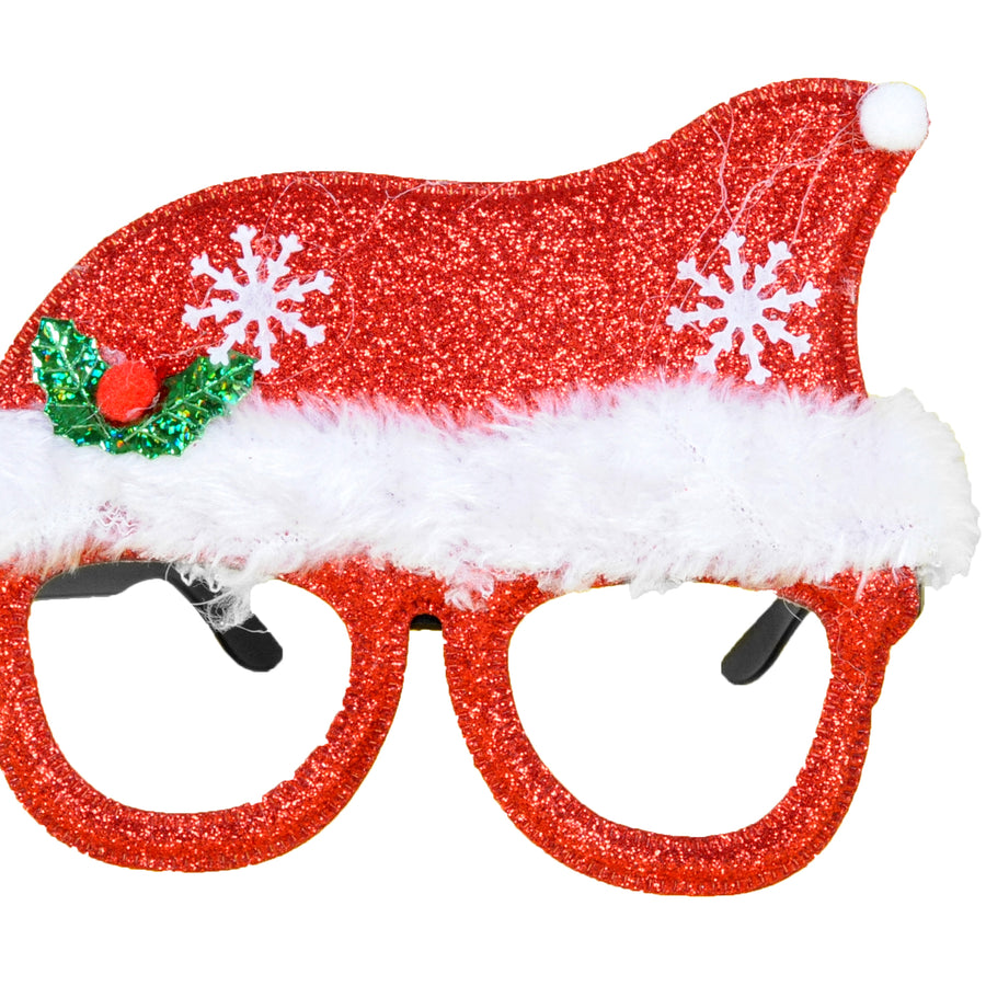 Sparkly Red Santa Christmas Party Glasses