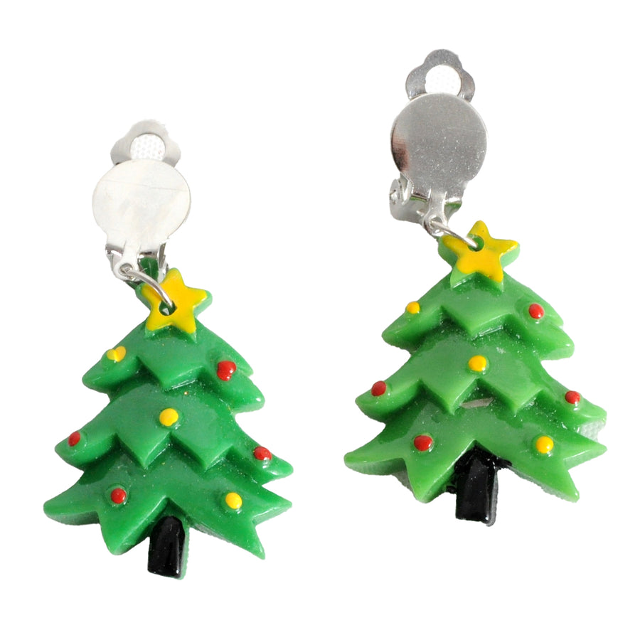 Christmas Tree Clip On Earrings