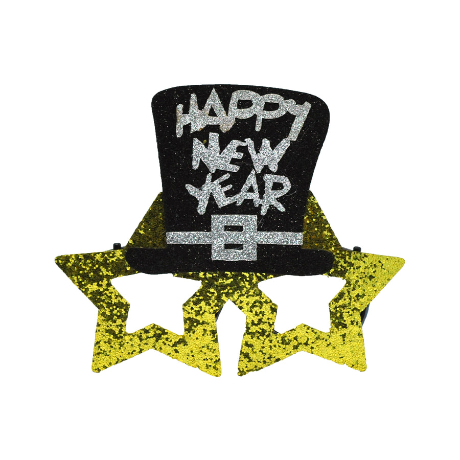 Happy New Year Glitter Top Hat Glasses