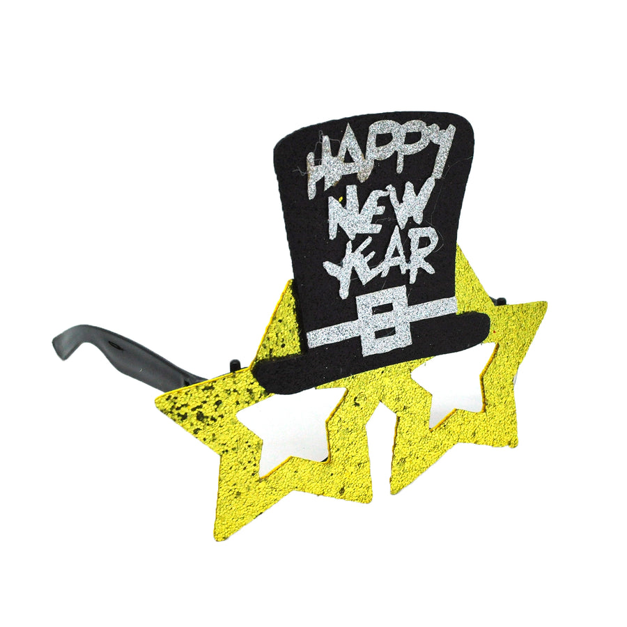 Happy New Year Glitter Top Hat Glasses