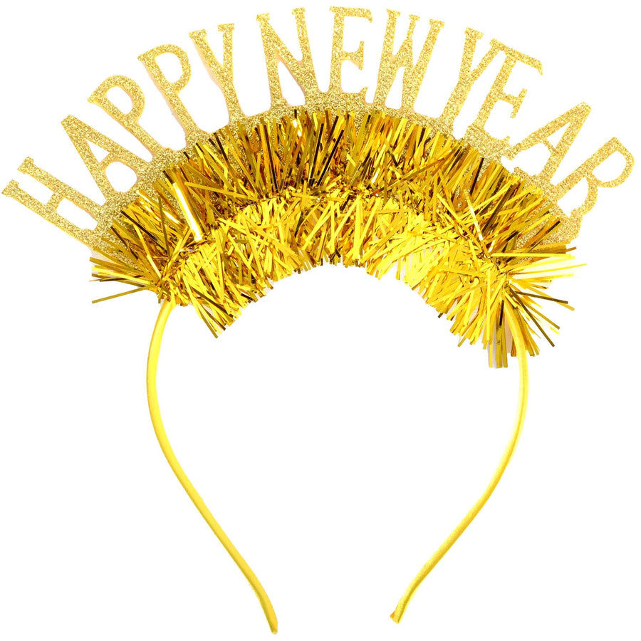 Happy New Year Glitter Tinsel Headband (Gold)