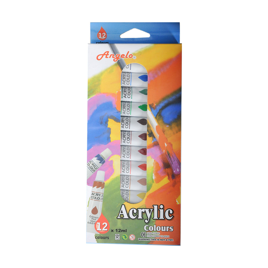 Acrylic Colours 12ml Paint Tubes (Set of 12)