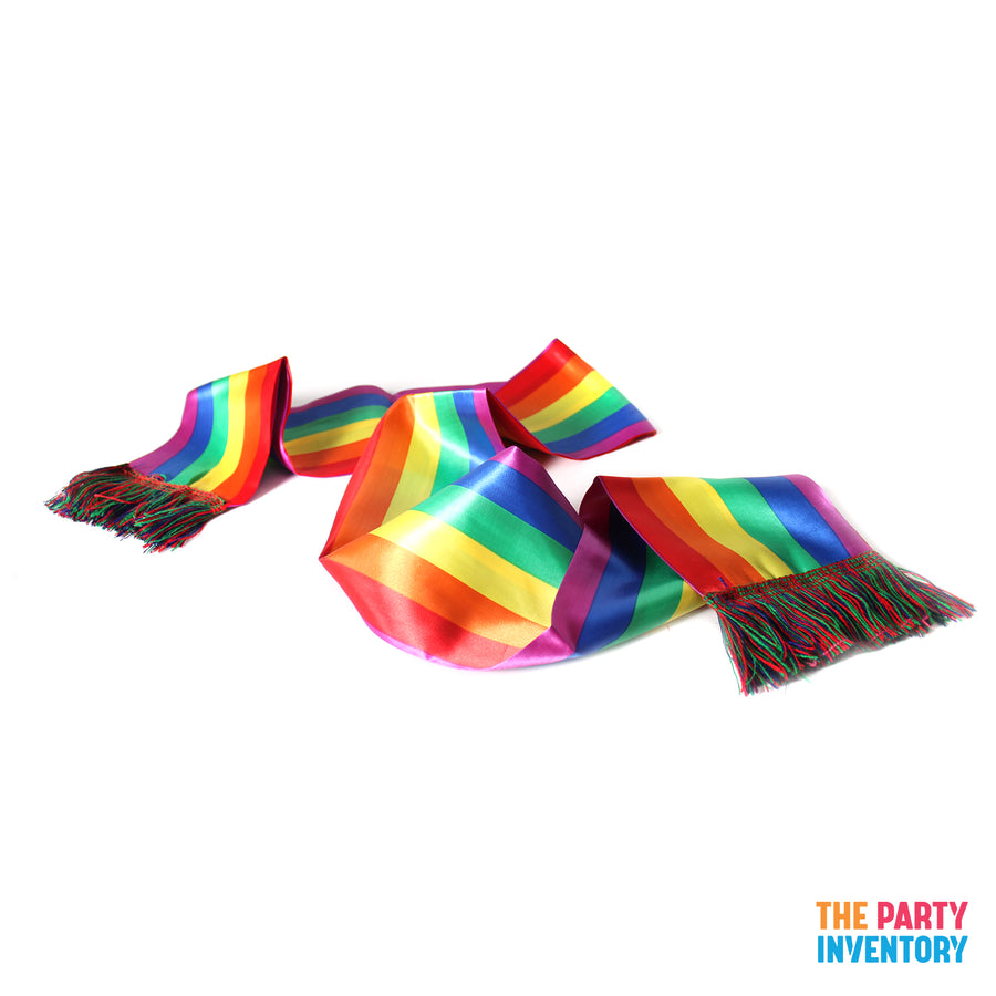 Rainbow Stripe Satin Scarf