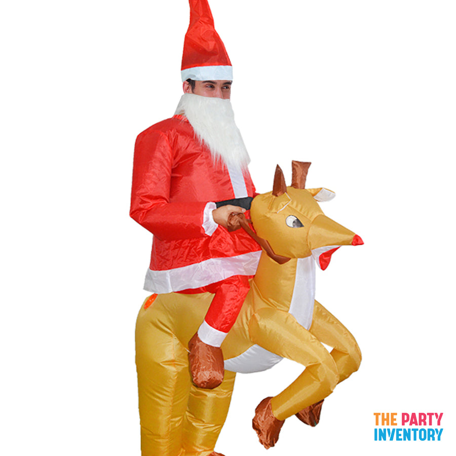 Adult Inflatable Santa Reindeer Rider Costume