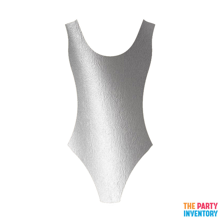 Silver Metallic 80s Leotard