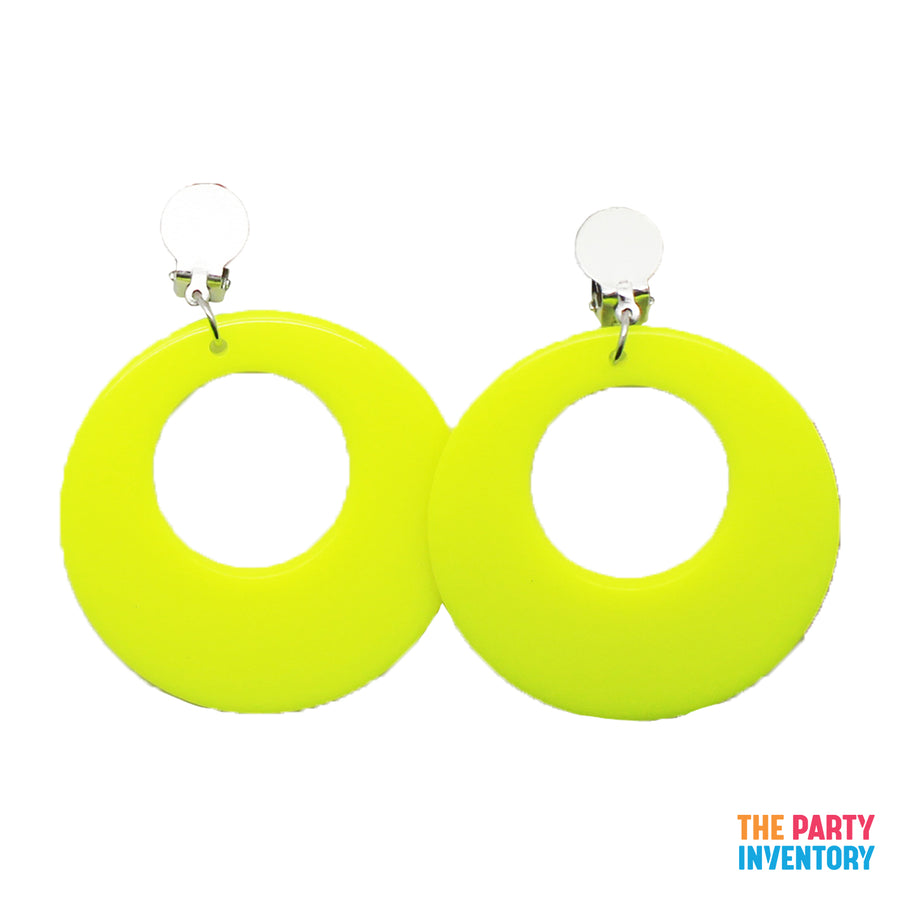 Yellow 80s Neon Clip-On Earrings