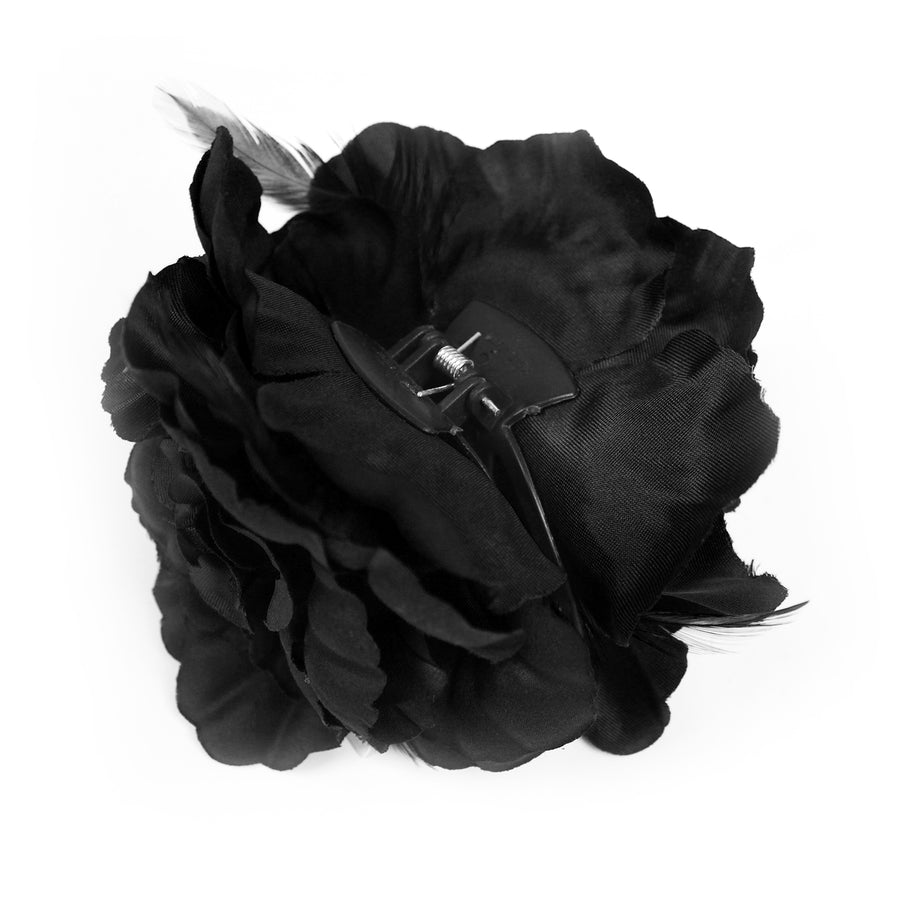 Large Black Hair Flower Claw Clip