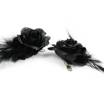 Mini Black Rose Hair Clips 2PK