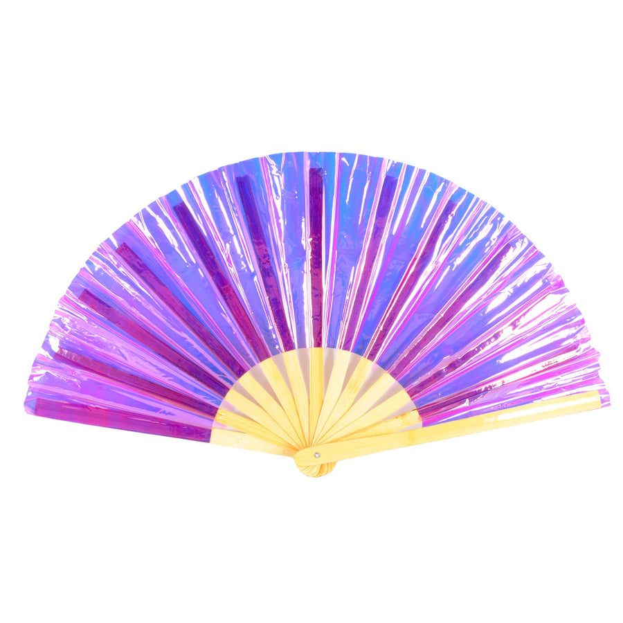 Giant Iridescent Hand Held Fan (Purple)