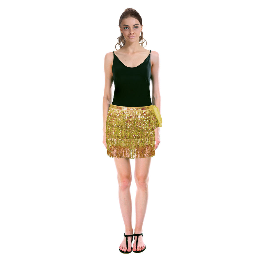 Gold skirt with outlet fringe