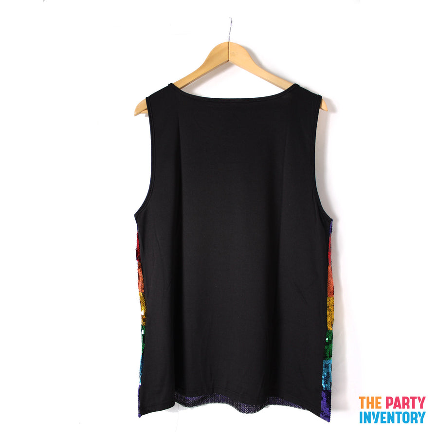 Adult Rainbow Sequin Mens Singlet