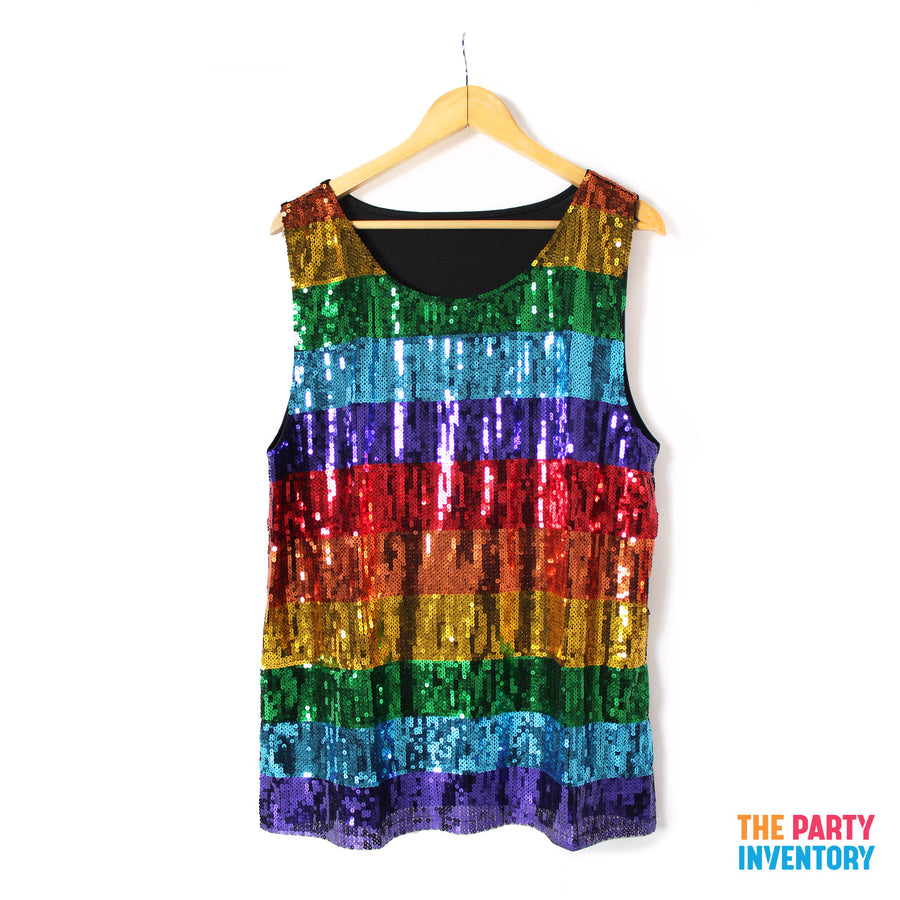 Adult Rainbow Sequin Mens Singlet